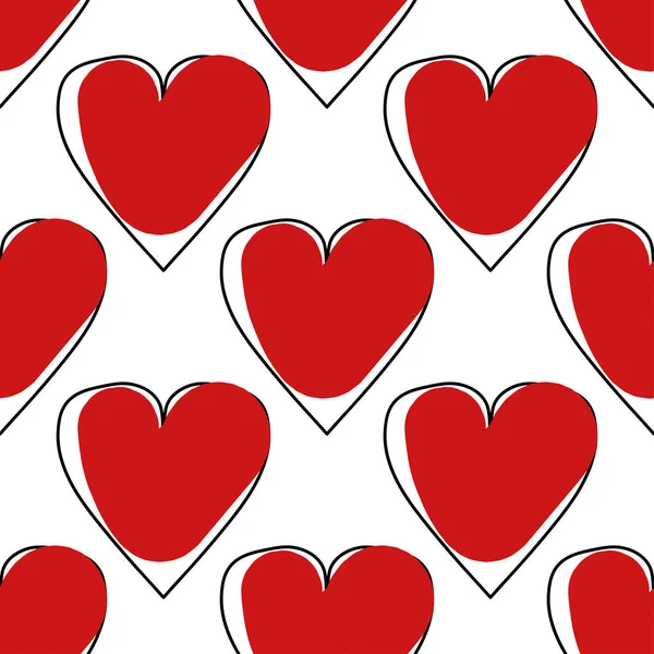 Pattern Red Hearts White Background Valentine Day Pattern — Stock Vector