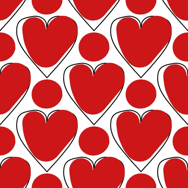 Pattern Red Hearts White Background Valentine Day Pattern — Stock Vector