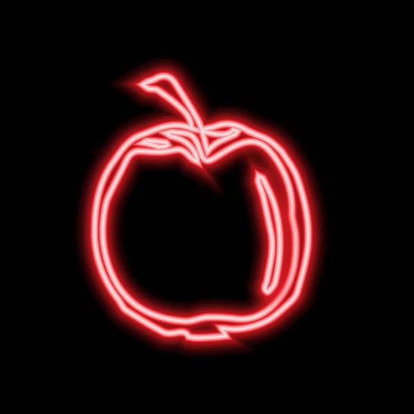 Red Neon Apple Sign Neon Apple Icon Vector Illustration — Stock Vector