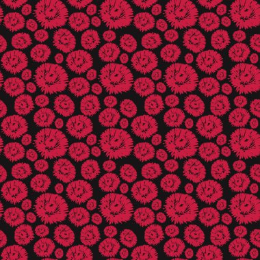 Kırmızı, pürüzsüz çiçek arkaplanı. Kırmızı çiçekli desen. Çiçek vektör illüstrasyonu