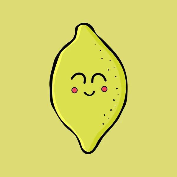 Lemon Smiling Laughing Cartoon Lemon Icon Vector Illustration Yellow Lemon — Stock Vector
