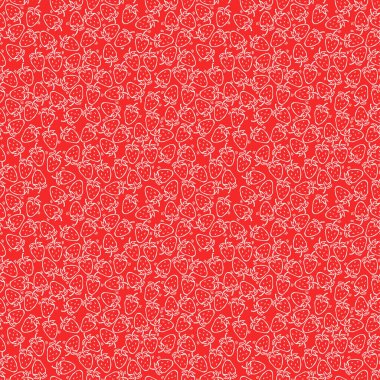 Kusursuz çilek deseni. Çilek ikonlu Doodle vektörü. Klasik çilek deseni, tatlı elementler projeniz, menünüz, kafe dükkanınız için arka plan