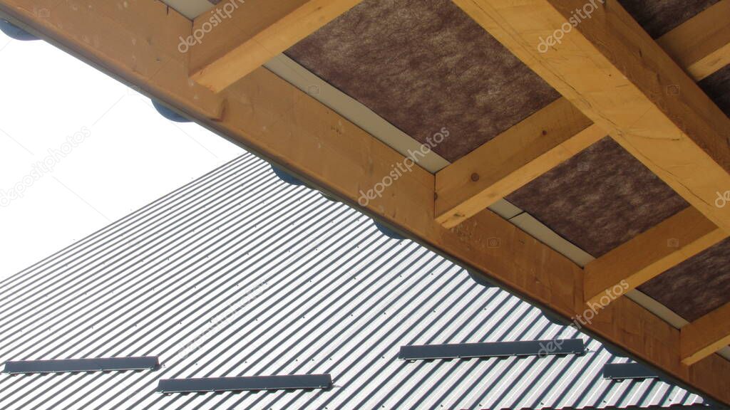 metal profile. roofing. replacement of coating for the house. roof repair