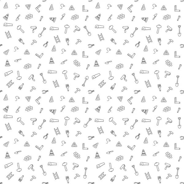 İnşaat simgeleri deseni. İnşaat için aletleri olan kusursuz karalama deseni. Yapı teması üzerine vektör illüstrasyonu