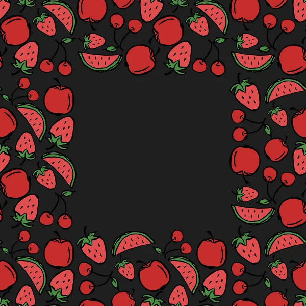 Modèle Fruits Sans Couture Avec Place Pour Texte Illustration Caniche — Image vectorielle