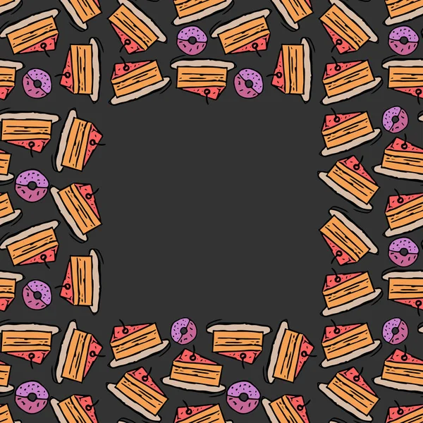 Farbige Nahtlose Muster Mit Kuchen Und Donuts Symbolen Vektorsymbole Mit — Stockvektor