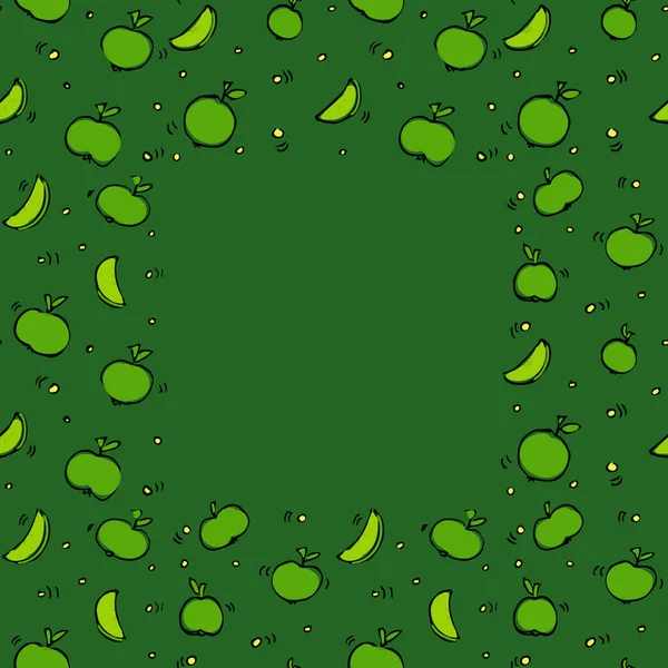 Patrón Sin Costuras Con Manzanas Verdes Patrón Frutas Con Lugar — Vector de stock