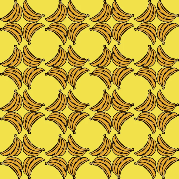 Modèle Banane Sans Couture Doodle Vecteur Avec Des Icônes Banane — Image vectorielle