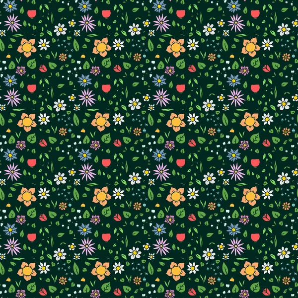 Renksiz dikişsiz çiçek vektör deseni. Yeşil arka planda çiçek desenli karalama vektörü. Eski çiçek desenleri