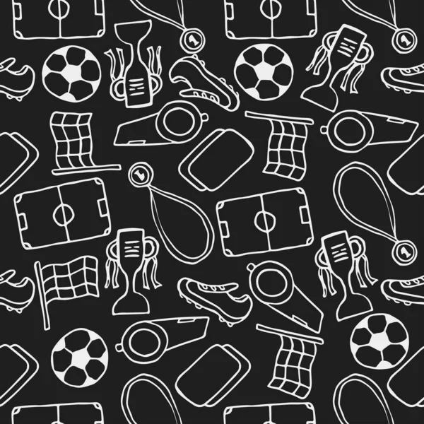 Seamless Football Pattern Doodle Football Illustration Soccer Ball Championship Cup — Vector de stock
