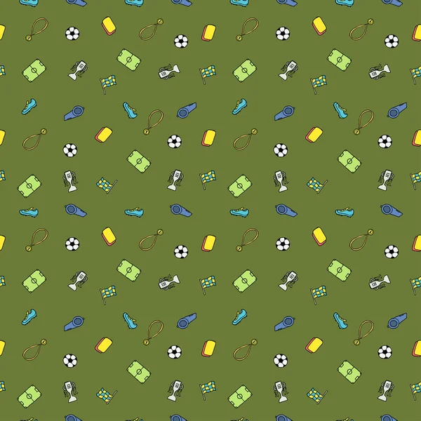 Seamless Football Pattern Doodle Football Illustration Soccer Ball Championship Cup — стоковый вектор