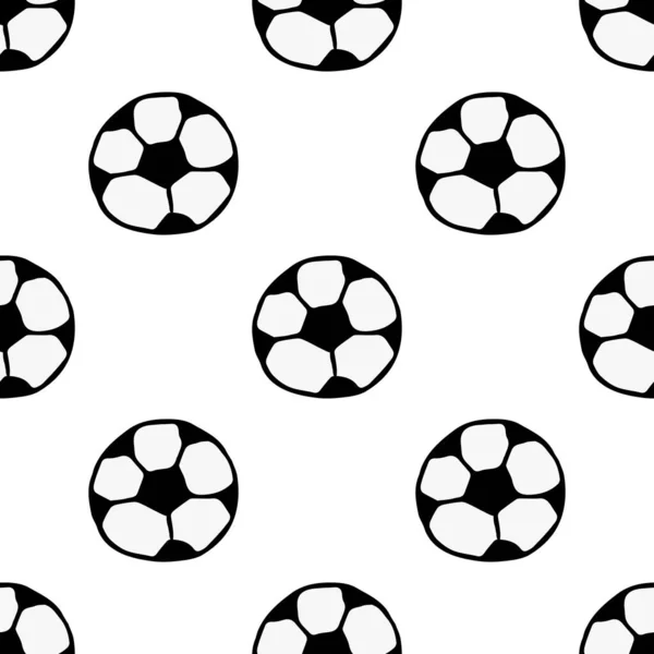 Seamless Pattern Soccer Ball Doodle Vector Illustration Football Ball Colored — 스톡 벡터