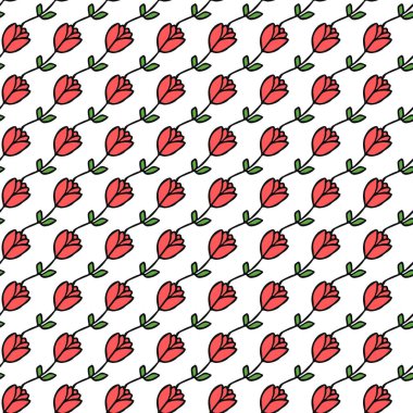 Kusursuz çiçek vektör deseni. Renkli çiçek arka planı. Karalama Anneler Günü çiçek deseni. Klasik çiçek desenli resimleme