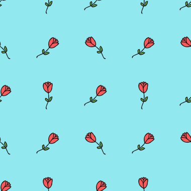 Kusursuz çiçek vektör deseni. Renkli çiçek arka planı. Karalama Anneler Günü çiçek deseni. Klasik çiçek desenli resimleme