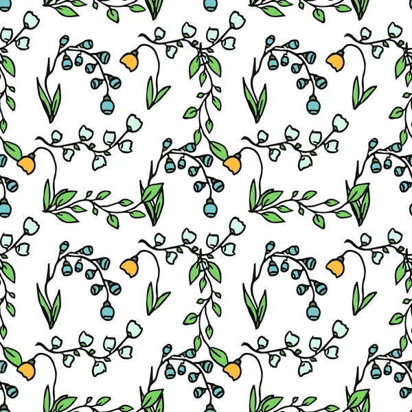 Seamless Floral Vector Pattern Colored Flowers Background Doodle Mother Day — Stockvektor