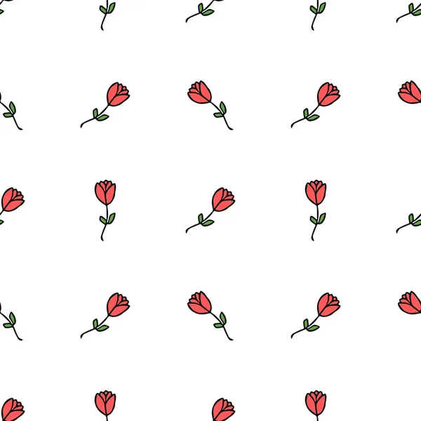 Seamless Floral Vector Pattern Colored Flowers Background Doodle Mother Day — ストックベクタ