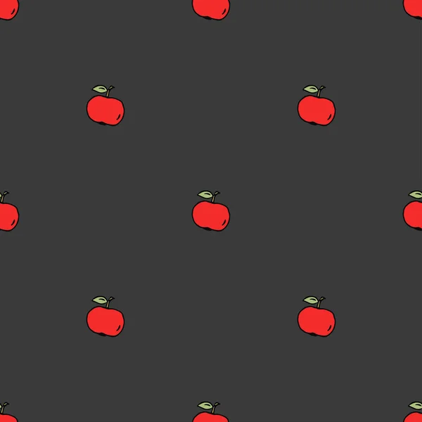 Äpfel Muster Nahtloses Kritzelmuster Mit Roten Äpfeln Farbige Vektorillustration Mit — Stockvektor