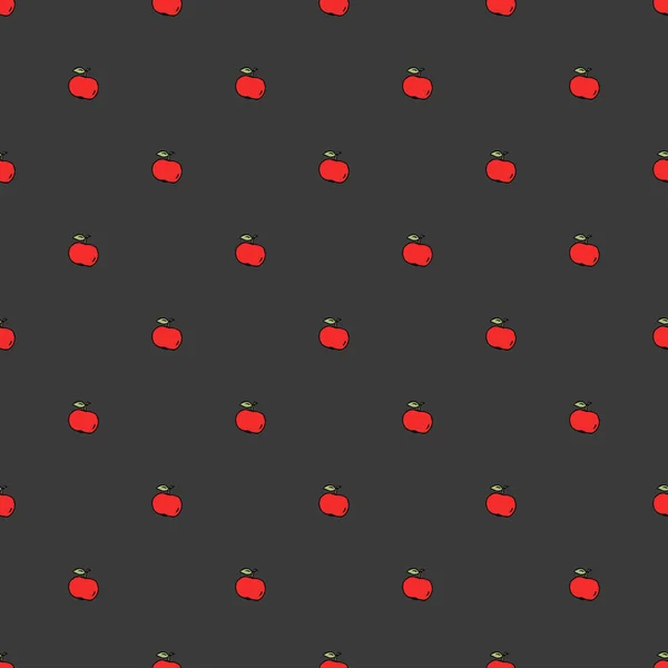 Apples Pattern Seamless Doodle Pattern Red Apples Colored Vector Illustration — стоковый вектор