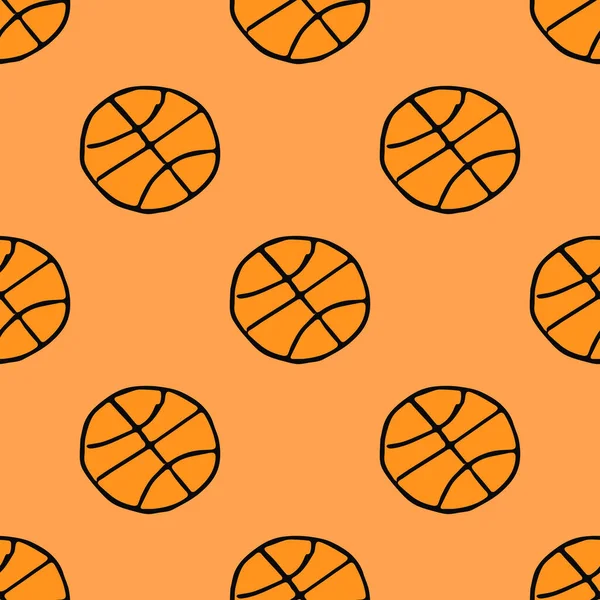 Seamless Doodle Pattern Basketball Ball Vector Illustration Basketball Ball — Stockvektor