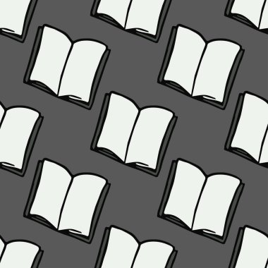 Kusursuz kitap vektör deseni. Renkli kitapların arka planı. Doodle vektör defteri deseni
