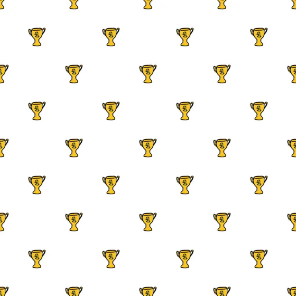 Seamless Doodle Pattern Championship Cup Vector Illustration Golden Cup Sport — Stock vektor