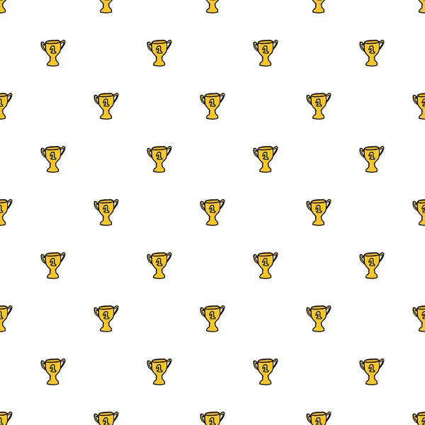 Seamless Doodle Pattern Championship Cup Vector Illustration Golden Cup Sport — Stockvektor