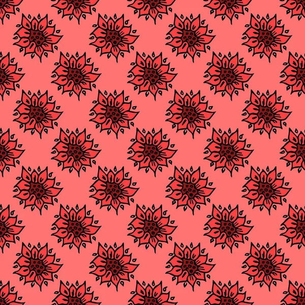 Seamless Floral Vector Pattern Colored Flowers Background Doodle Floral Pattern — Stockvektor