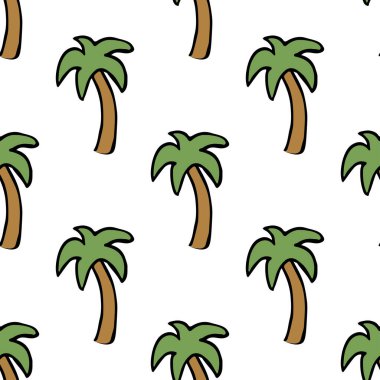 Kusursuz avuç içi izi. Renkli avuç arkası. Yeşil palmiyeli tropik desen. Vintage palmiye deseni