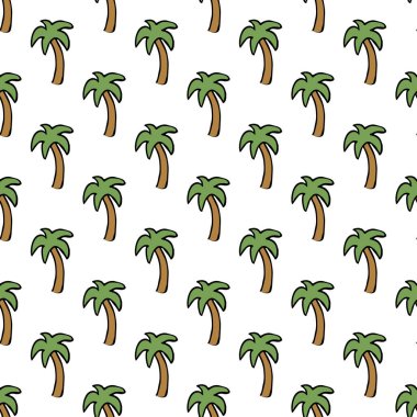 Kusursuz avuç içi izi. Renkli avuç arkası. Yeşil palmiyeli tropik desen. Vintage palmiye deseni