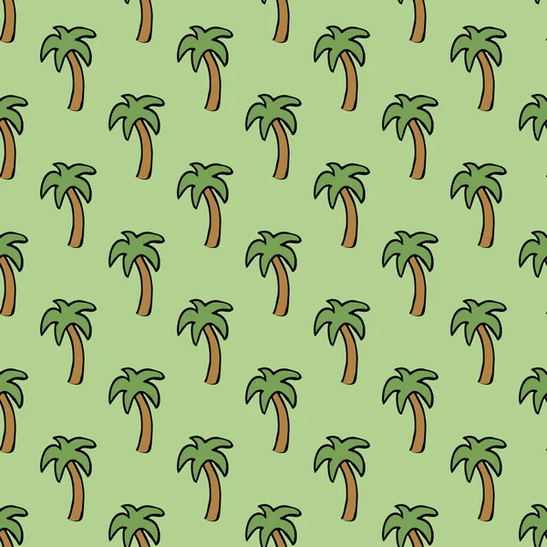 Seamless Palm Pattern Colored Palm Background Doodle Tropic Pattern Green — Stockvector