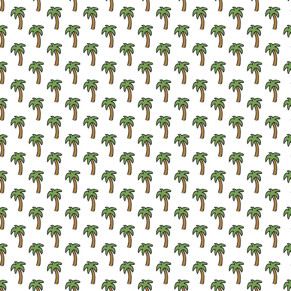 Seamless Palm Pattern Colored Palm Background Doodle Tropic Pattern Green — Stock vektor