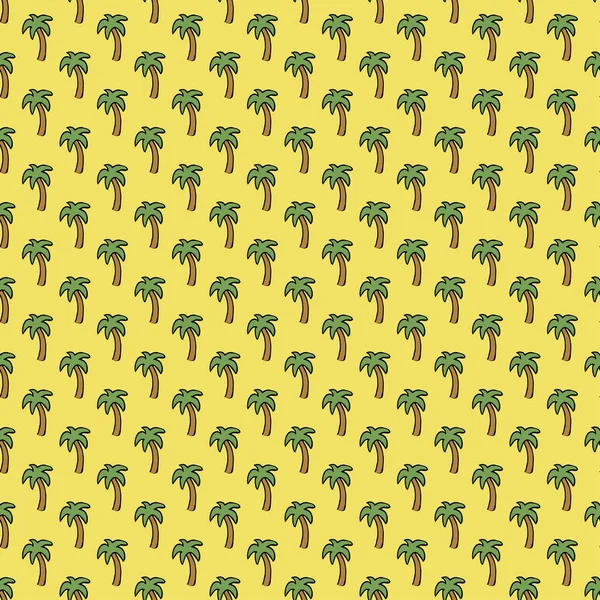 Seamless Palm Pattern Colored Palm Background Doodle Tropic Pattern Green — Stockvector