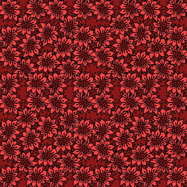 Kusursuz çiçek vektör deseni. Renkli çiçek arka planı. Kırmızı çiçekli karalama deseni. Klasik çiçek desenli resimleme