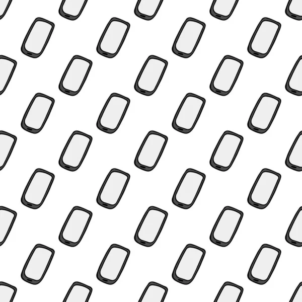 シームレスな電話パターン スマートフォンのアイコンと落書きベクトル ベクトル電話機の背景 — ストックベクタ
