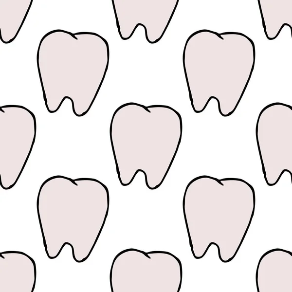 Seamless Tooth Pattern Colored Dental Background Doodle Vector Illustration Tooth — стоковый вектор