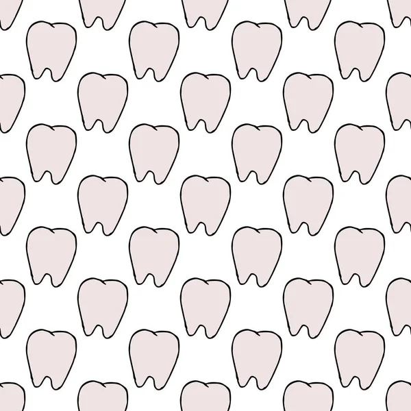 Seamless Tooth Pattern Colored Dental Background Doodle Vector Illustration Tooth — стоковый вектор