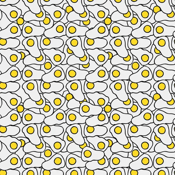 卵のアイコンとシームレスなパターン 卵の背景色 ドードルベクトルの卵イラスト — ストックベクタ