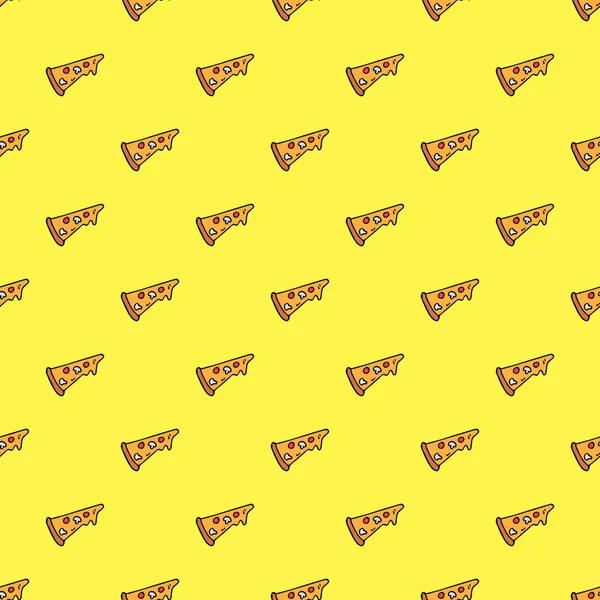 Seamless Pizza Pattern Colored Pizza Background Doodle Vector Pizza Illustration — Vettoriale Stock