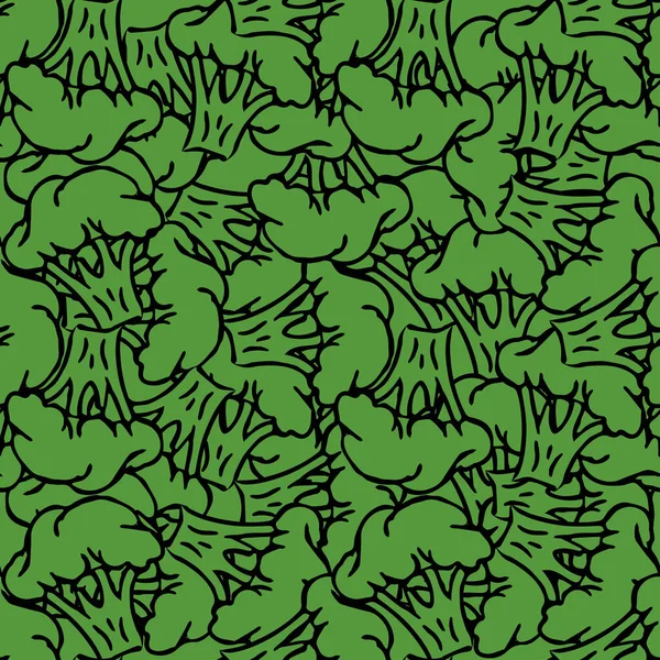 Seamless Broccoli Pattern Doodle Vector Green Broccoli Icons Vintage Green — 스톡 벡터
