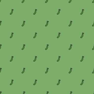 Kusursuz salatalık deseni. Renkli salatalık arkaplanı. Salatalıklı Doodle vektör çizimi