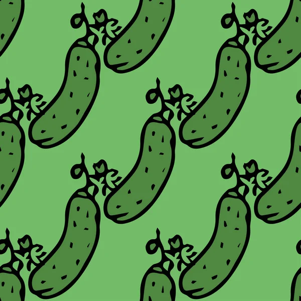 Kusursuz salatalık deseni. Renkli salatalık arkaplanı. Salatalıklı Doodle vektör çizimi