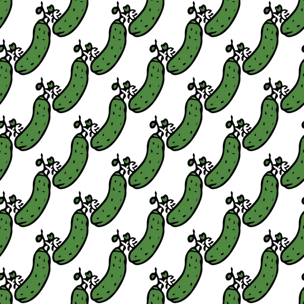 Kusursuz salatalık deseni. Renkli salatalık arkaplanı. Salatalıklı Doodle vektör çizimi