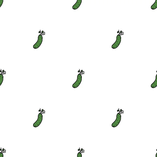 Seamless Cucumber Pattern Colored Cucumber Background Doodle Vector Illustration Cucumber — Stockvektor