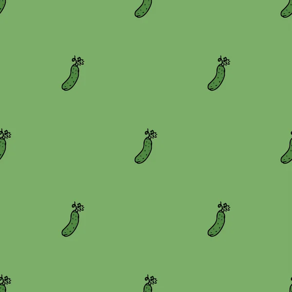 Naadloze Komkommer Patroon Gekleurde Komkommer Achtergrond Doodle Vector Illustratie Met — Stockvector