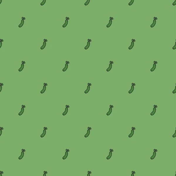 シームレスなキュウリのパターン キュウリの背景色 キュウリと落書きベクトルイラスト — ストックベクタ
