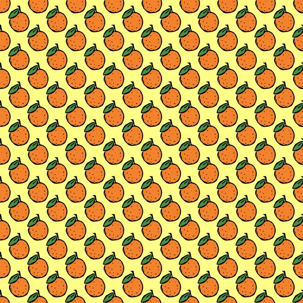 Seamless Pattern Orange Icons Colored Orange Background Doodle Vector Illustration — Vettoriale Stock