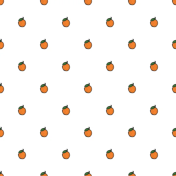 Seamless Pattern Orange Icons Colored Orange Background Doodle Vector Illustration — Vettoriale Stock