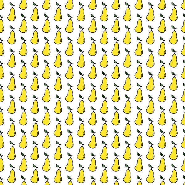 Seamless Pattern Yellow Pear Icons Colored Pear Background Doodle Vector — Image vectorielle