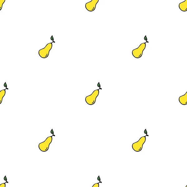 Seamless Pattern Yellow Pear Icons Colored Pear Background Doodle Vector — Image vectorielle