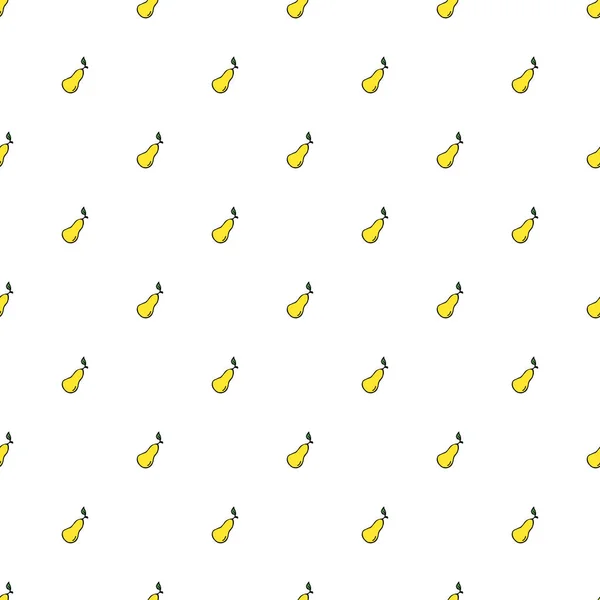 Seamless Pattern Yellow Pear Icons Colored Pear Background Doodle Vector — Stock Vector